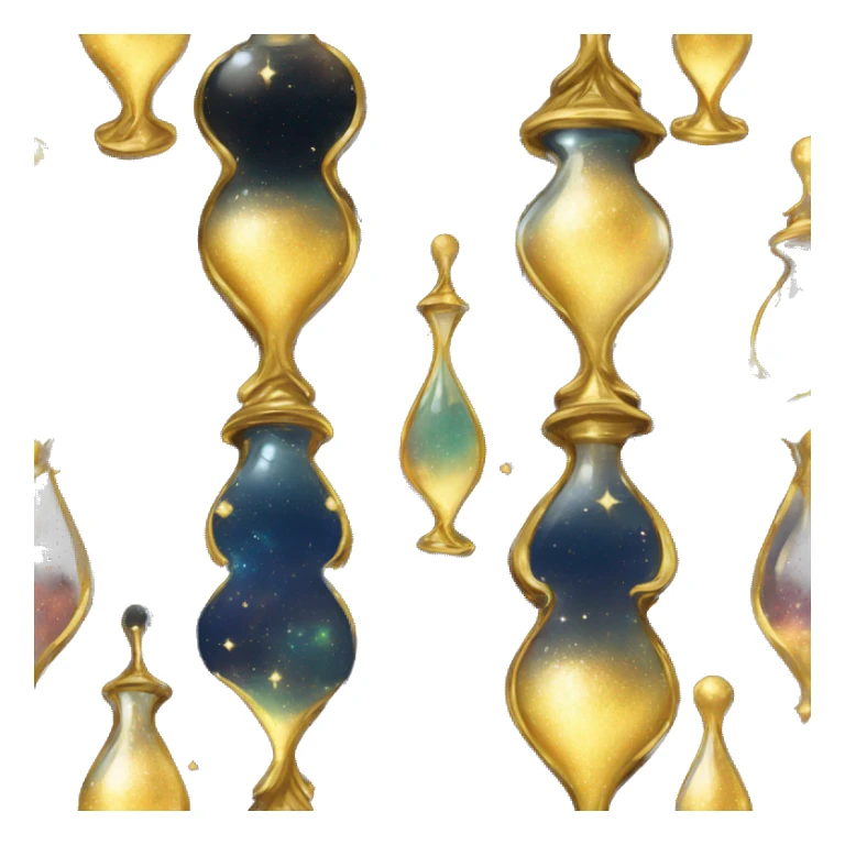 Gilded sparkling shimmering hourglass nebula galaxy golden sticker
