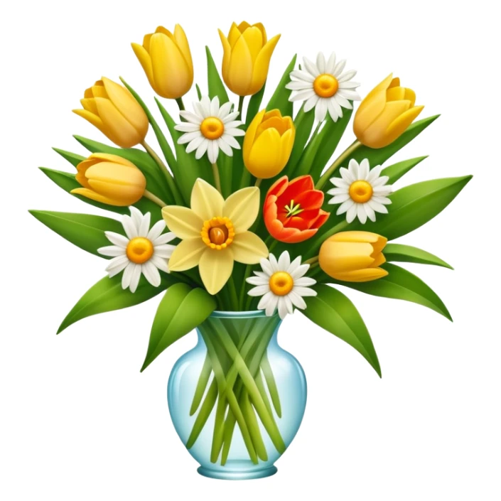 spring flower bouquet with tulips, daffodils, and daisies sticker