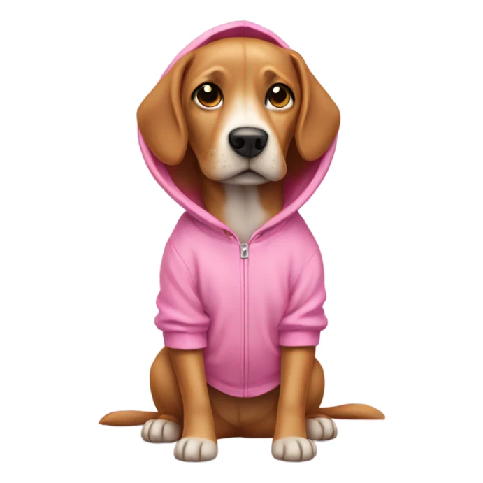 Dog wearing pink hoodie  sticker