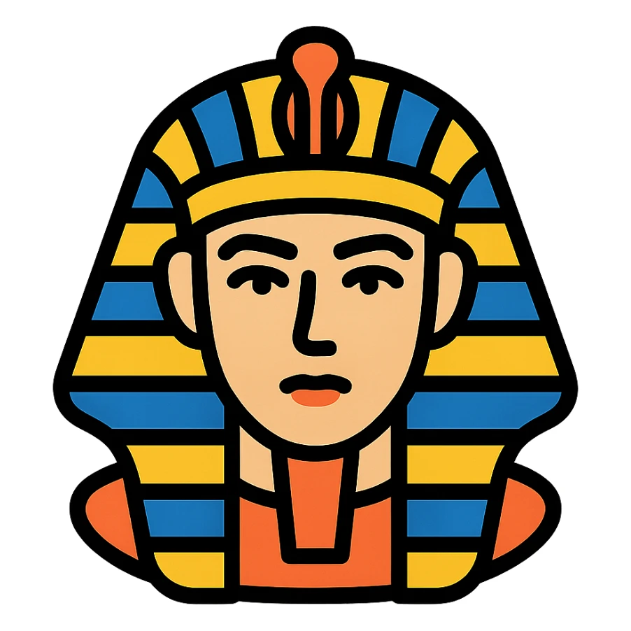 pharaoh head, modern icon style, simple and bold lines sticker