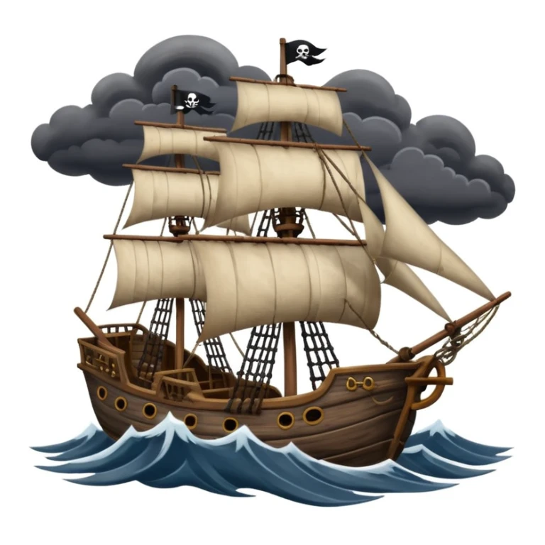 pirate sailing a ship in strome sea background sticker