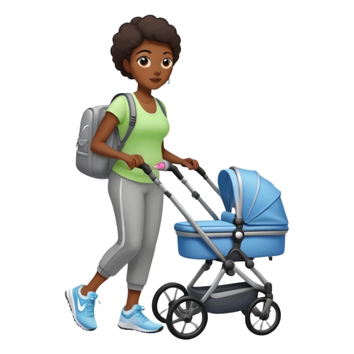 Dark skinned mom in Nike with a stroller  sticker