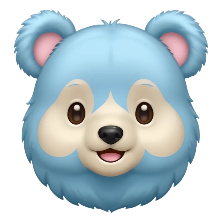 Cute pastel chibi bear emoji sticker, round face, big eyes, simple lines, 1:1 icon, no text sticker
