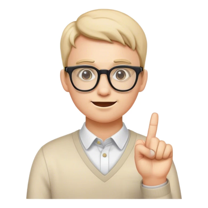 Nerd emoji with finger sticking up with glasses sticker