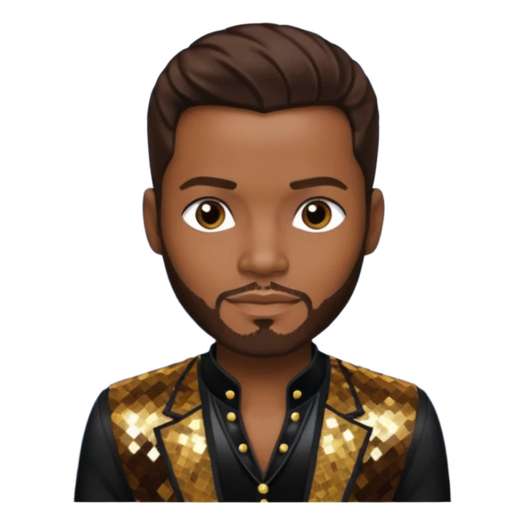 Jaheim with dark brown hair, black sequin outfit  sticker