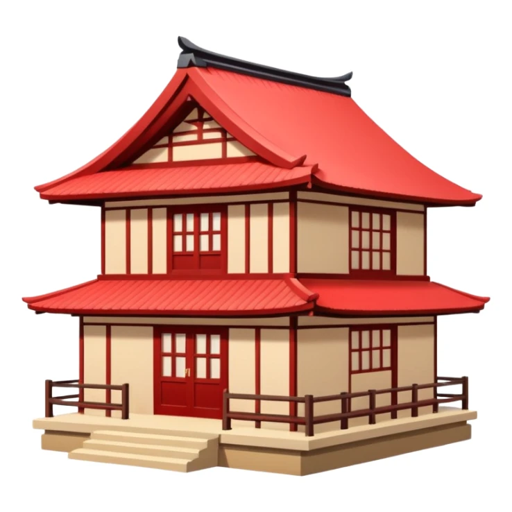 japan style wood house red beige sticker