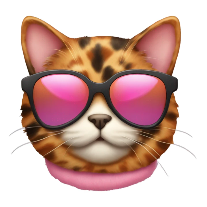Cute fat tortishell cat wearing pink heart shaped sunglasses sticker
