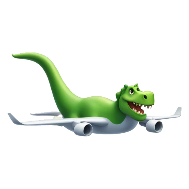 Dinosaur riding on top of an airplane flying over an island sticker