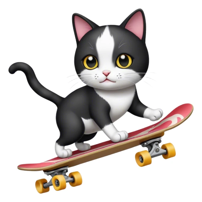 Black and white cat skateboarding  sticker