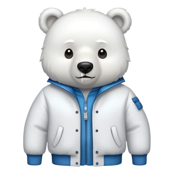A white bear with a white jacket, with a simple design and a nice style sticker