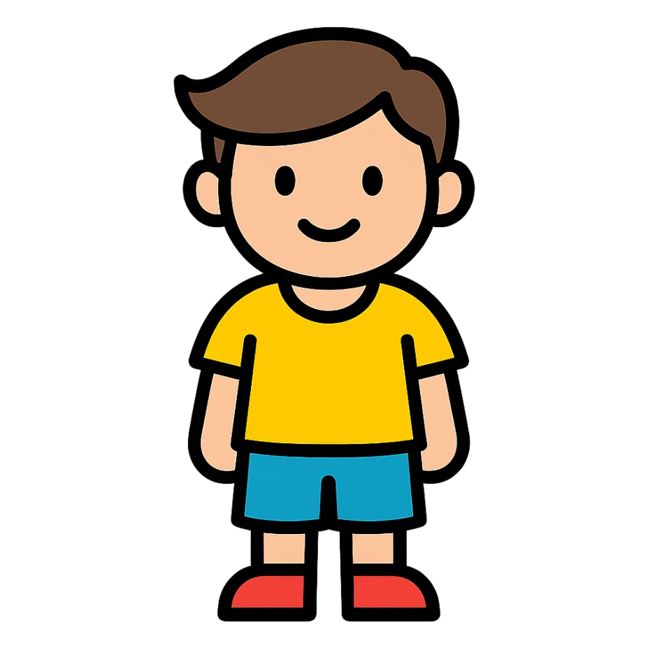 color outline icon of a boy standing still sticker