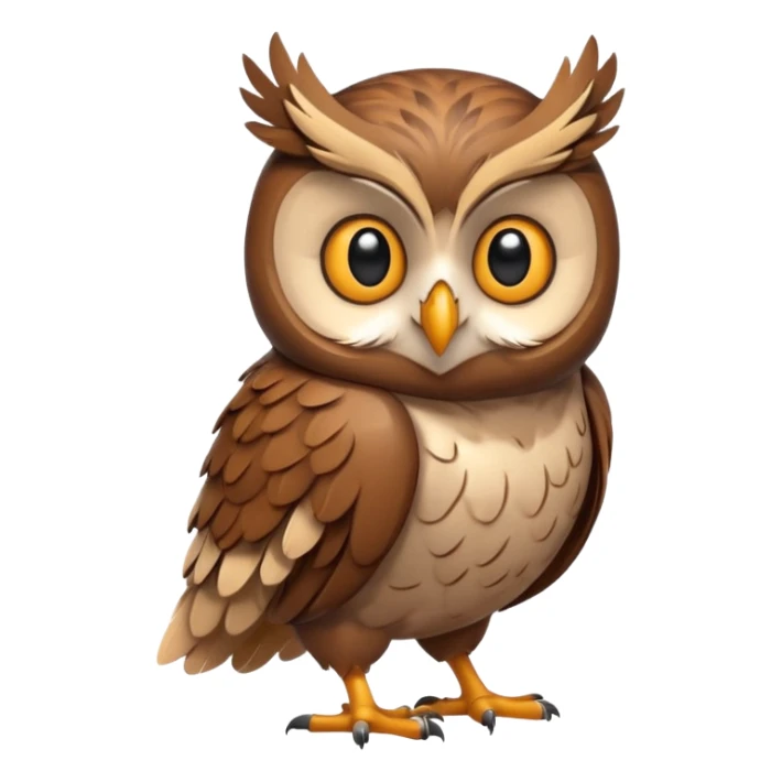 Create a single emoji of an Owl in full body, shown at a slight side angle in a natural, characteristic pose. Cute and stylized like an emoji, but clearly recognizable.
 sticker