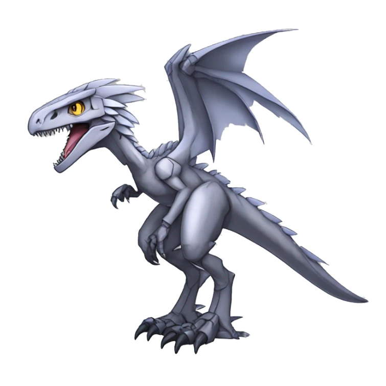  Edgy Grey Digimon-Fakemon-Velociraptor-Dragon-Mecha full body sticker
