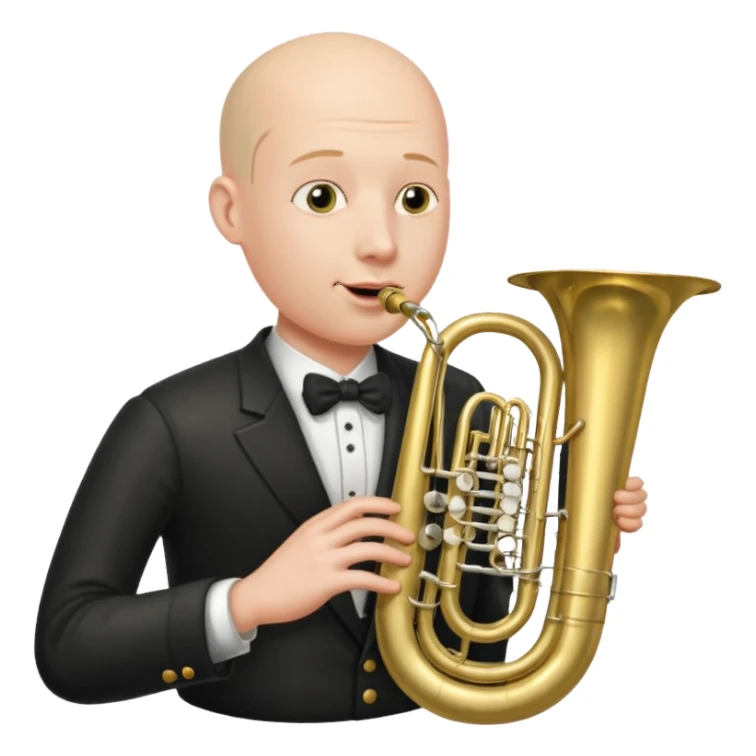 Tuba, von gltzköpfigen Mann gespielt sticker