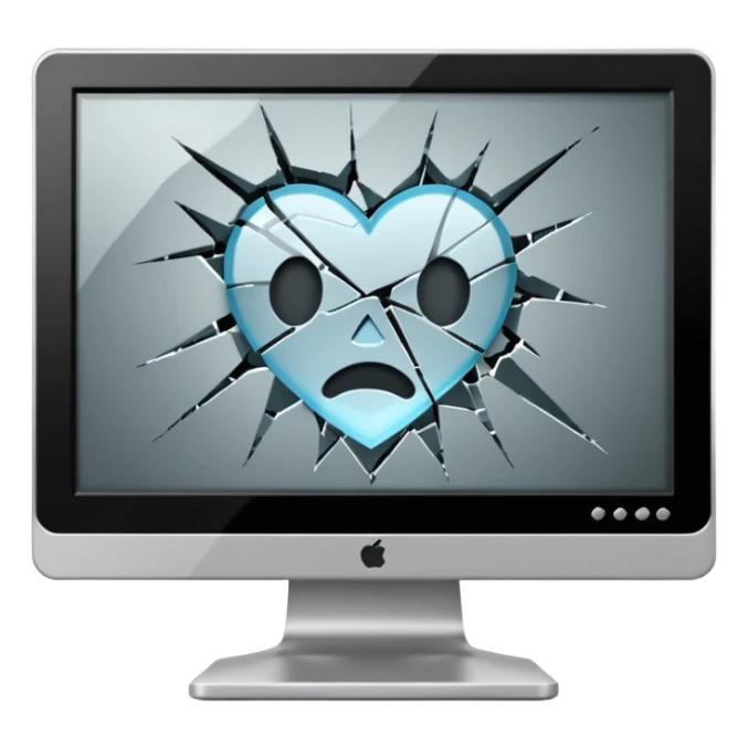 Broken computer monitor with no face  sticker