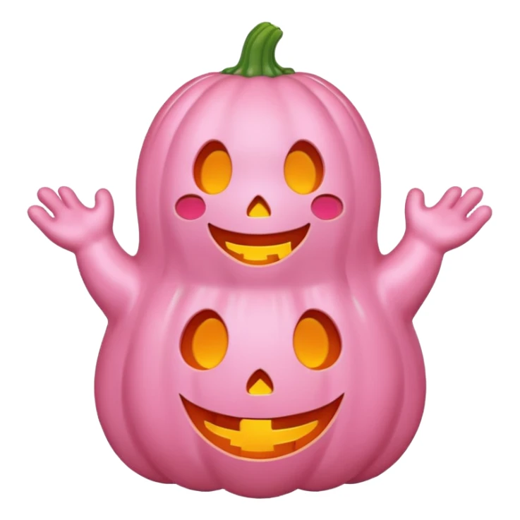 pastel pink ghost with orange pumpkin kawaii style sticker