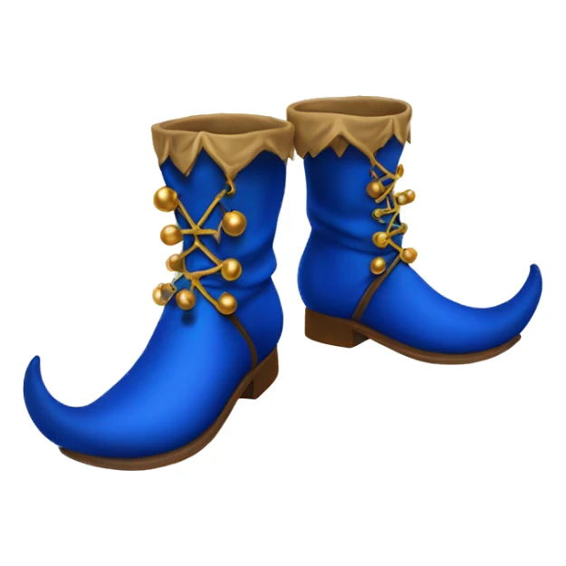 Realistic isolated royal blue elf boots with bells. sticker