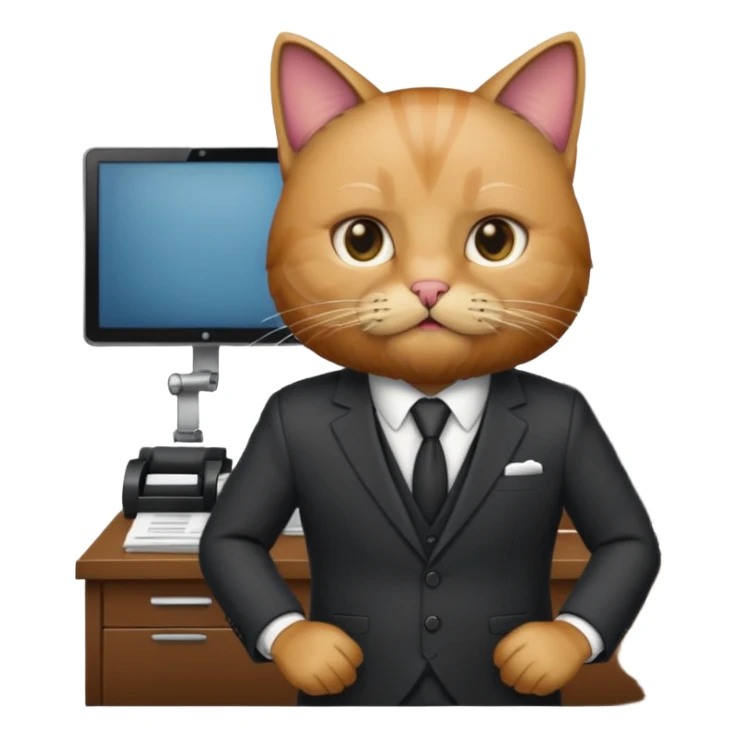 cat with a beard in the office boss sticker