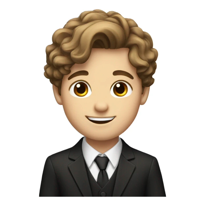 smiling boy with brown hair in formal attire sticker