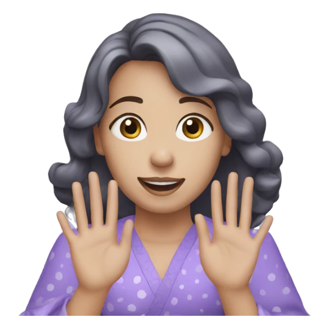A girl with lavender kurti white spots clapping sticker