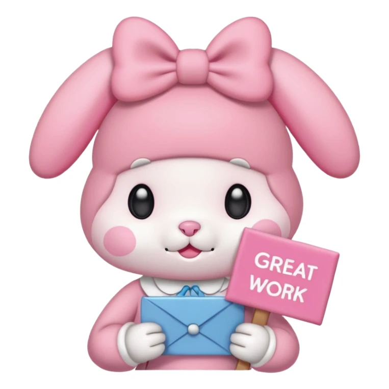 mymelody with sign that says great work sticker