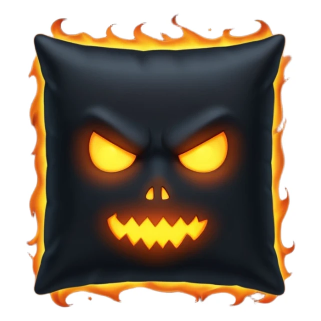 a black  pillow with dark aura coming out of it with a scary face  sticker