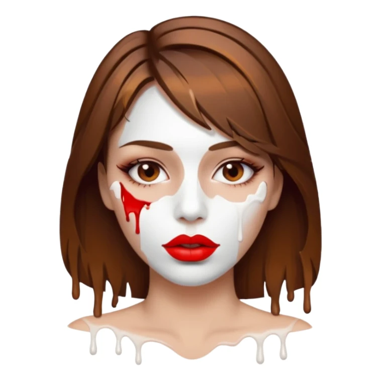 Brown Hair, Woman, white paint drip, face, hot, Sexy, lips sticker