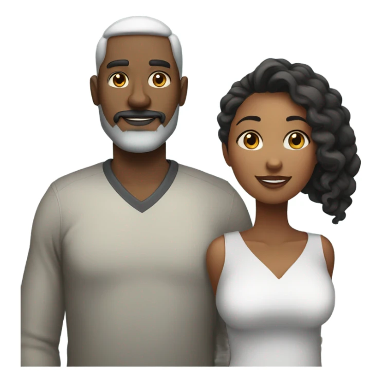 Black couple, her plus size with freckles him tall with grey beard sticker