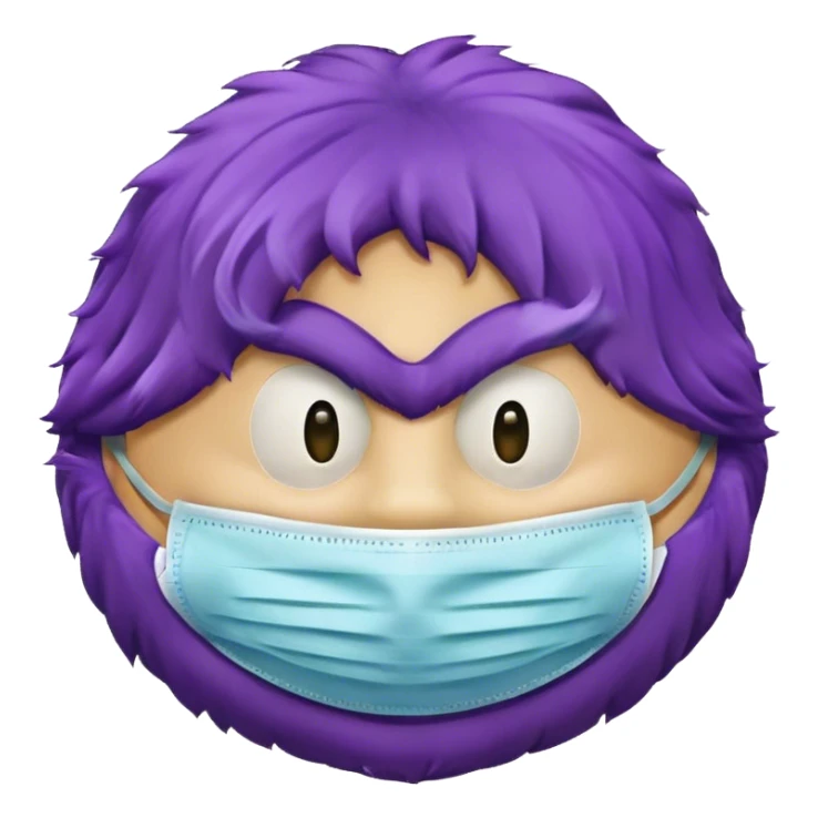 Grimace from McDonald’s wearing a surgical mask sticker