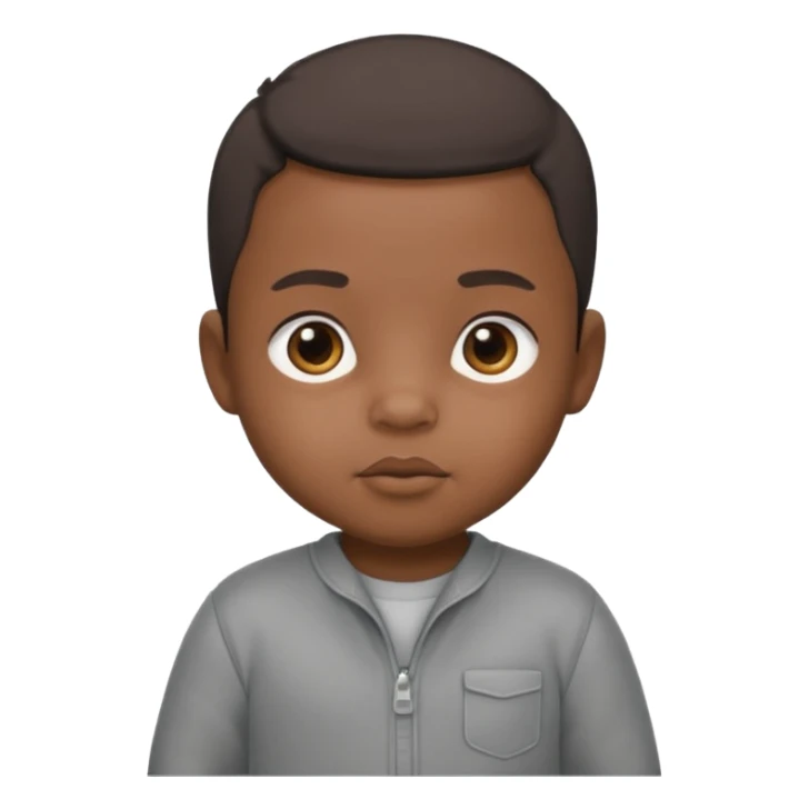 Black baby with straight face in a grey jumpsuit sticker