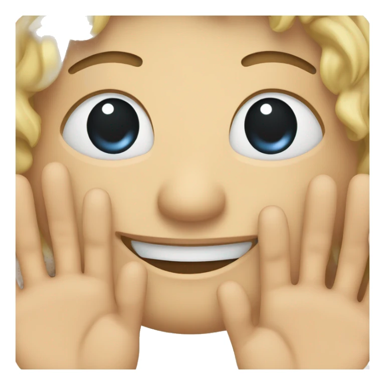 smiling face with feet behind it and hands on face sticker