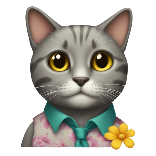 Cat wearing a flower on his shirt sticker