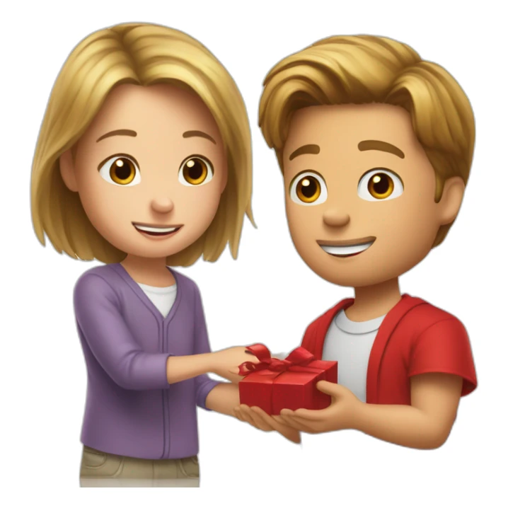 brad pitt giving a red present to a young student sticker