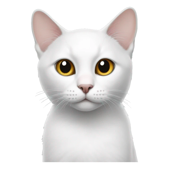 white cat with black spot next to right ear sticker