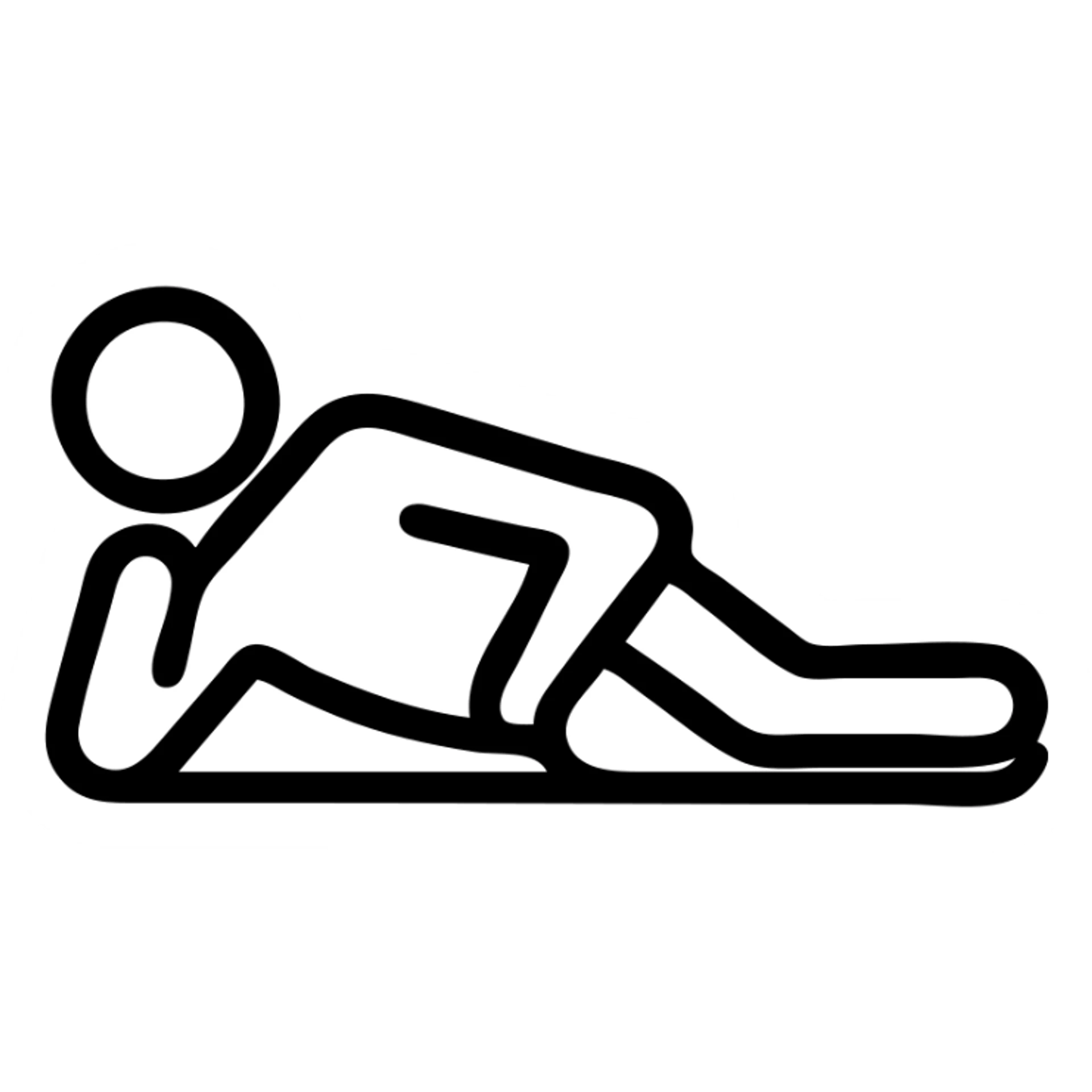 icon of a person resting on their side, simple and clear sticker