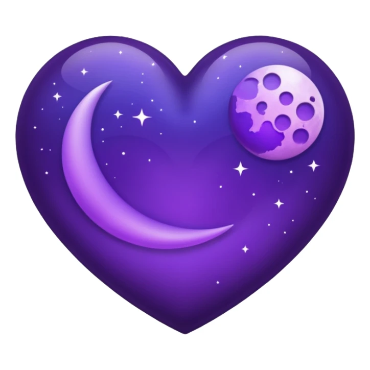 dark purple heart with a purple Moon sticker