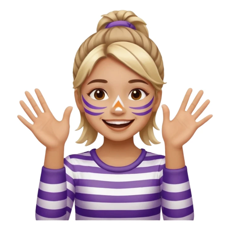 A cheerful girl with face paint stripes, clapping her hands with joy. sticker