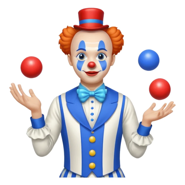 circus juggler clown juggling balls white and blue sticker