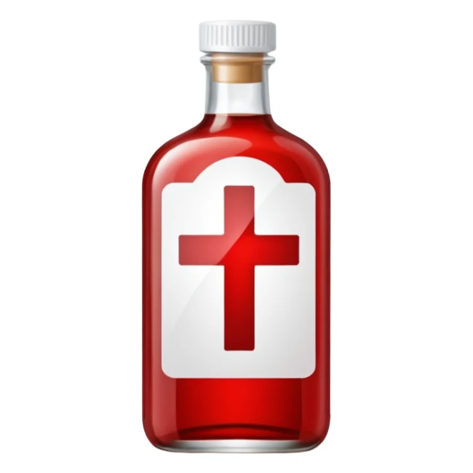 medicine syrup and cross sign above thse sticker