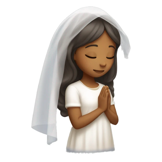 Caramel skin Girl praying for with white veil  sticker