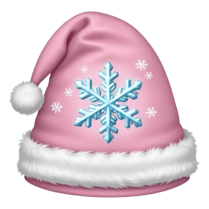 Light pink Santa hat with sparkly snowflakes sticker