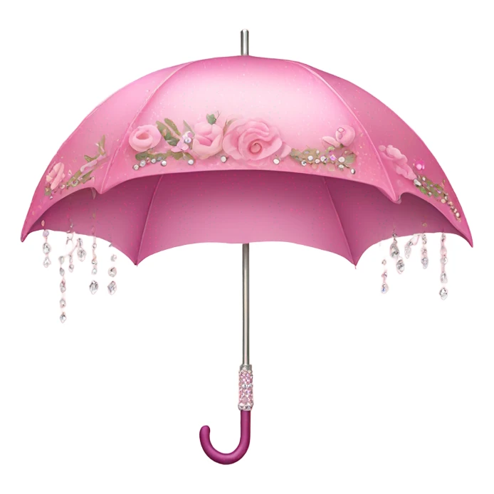 pink umbrella with flower detail and crystals sticker