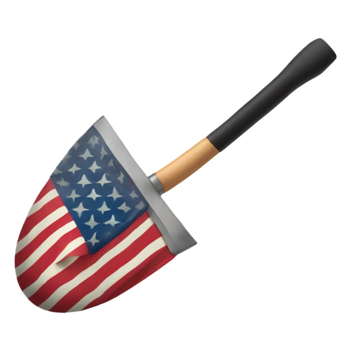 American flag connected to a black shovel sticker