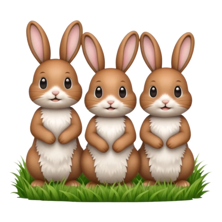 3 Bunny's standing in grass field happy looking foward sticker