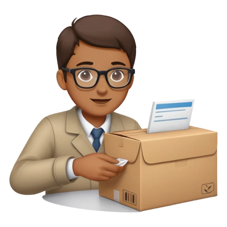 person picking up a package or order at a counter sticker