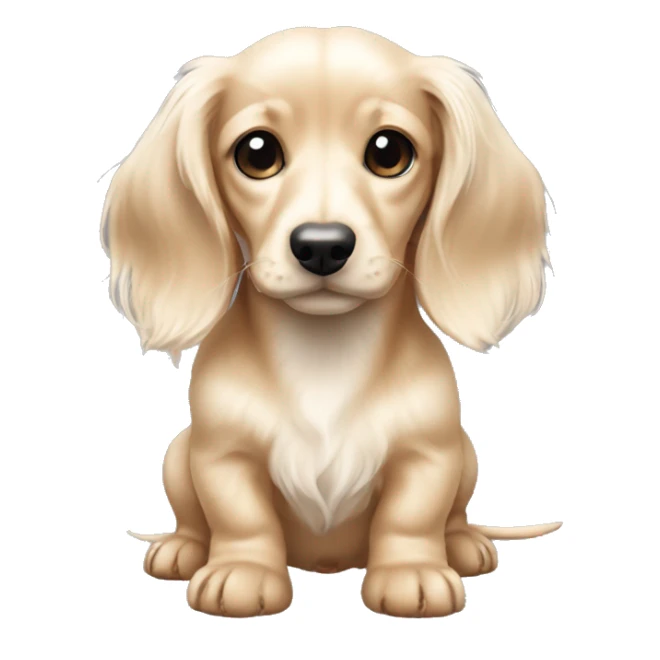 mini long haired puppy dachshund cream white colors foolish sticker