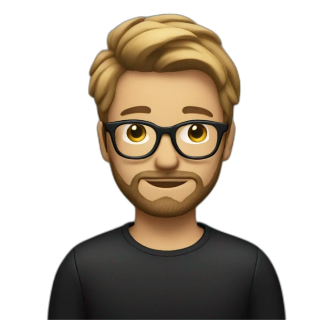 blurry bearded boy with glasses with no air and dressed in black sticker