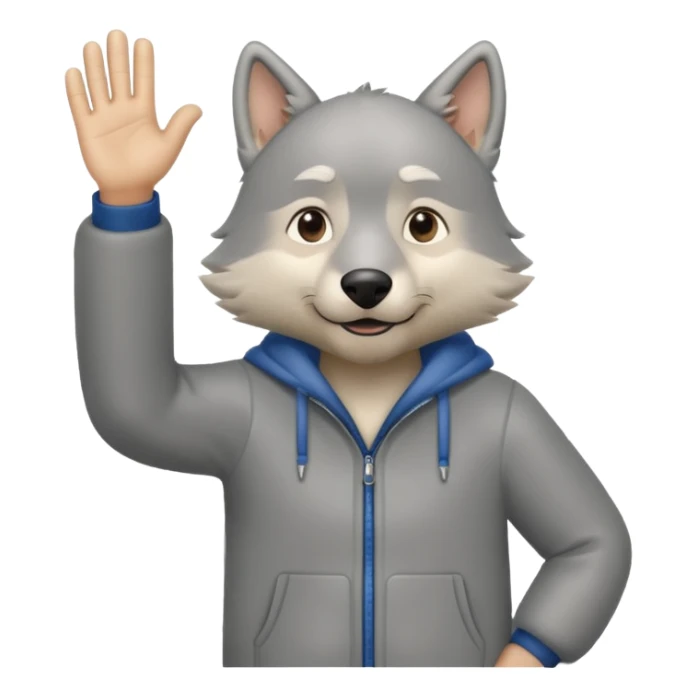grandpawolf wholebody standing and waving his hand sticker