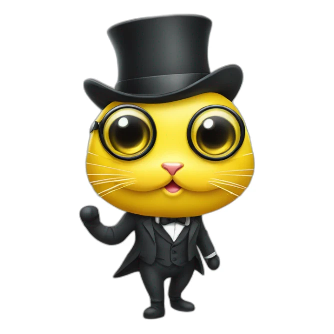 a yellow catfish with a monocle and a smart suit walking  sticker