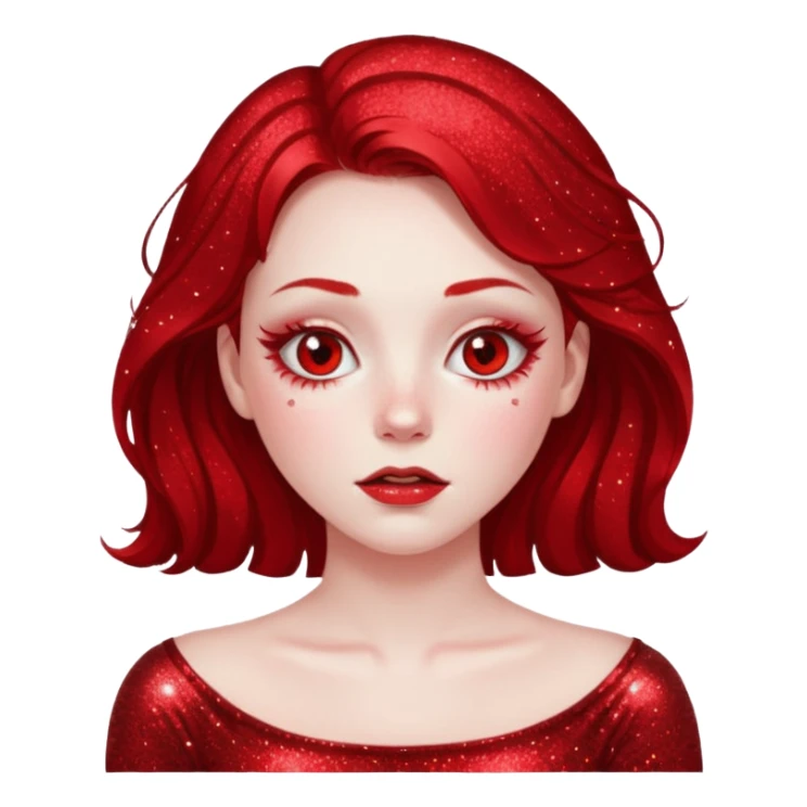 red glitter girl with eyes lying on the floor sticker